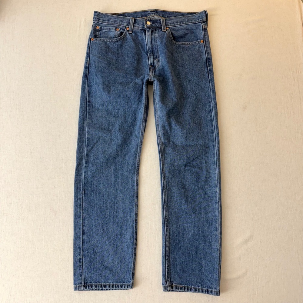 Levis 505 Regular Fit Straight Leg Jeans Mens 33x30 Medium Wash Blue Denim